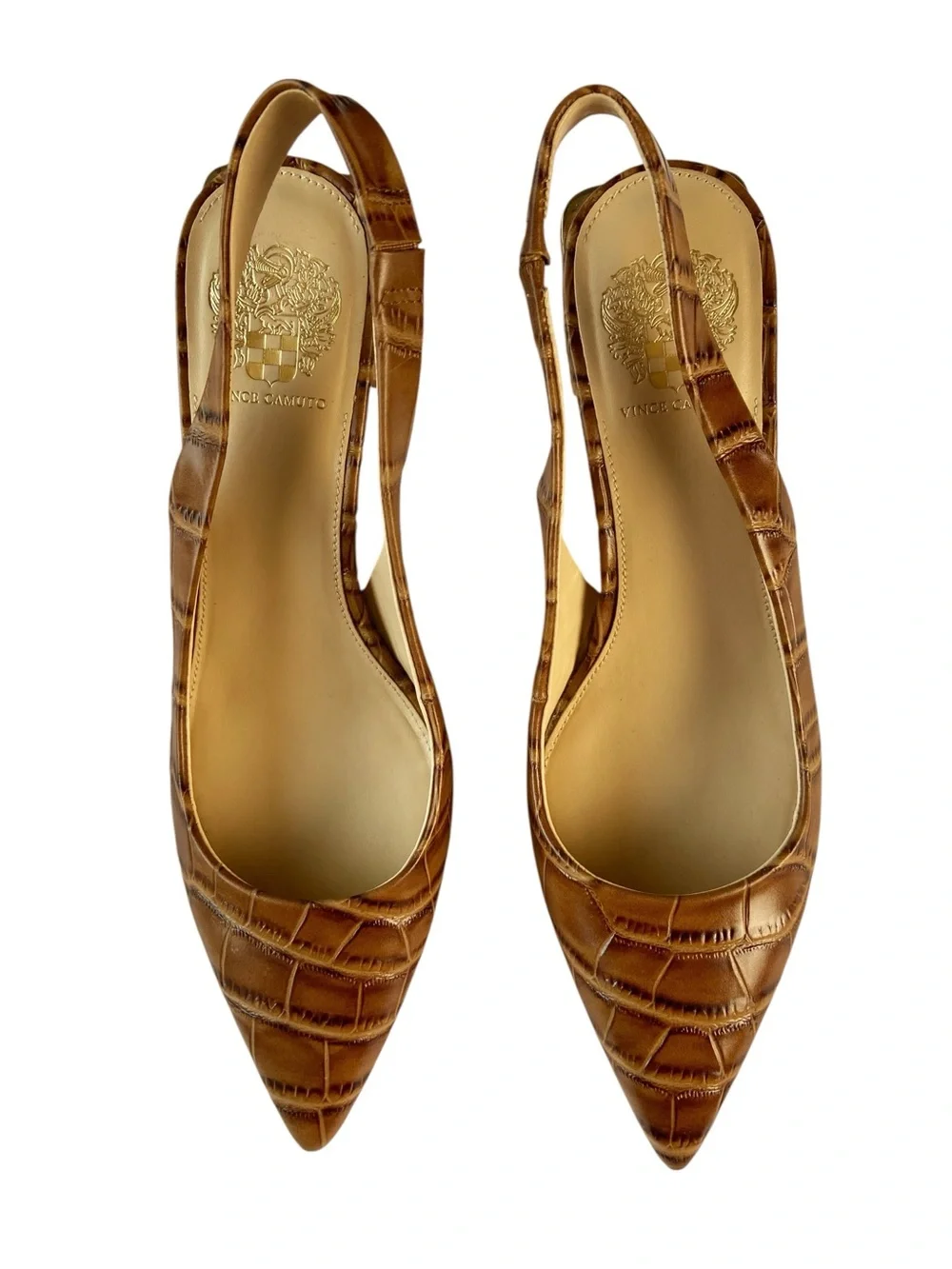 Vince Camuto Hamden Barn Brown Croc Slingback Pumps Size 9 NWOB